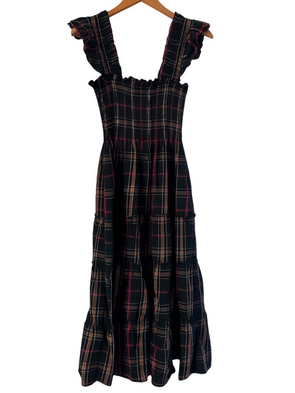 Hill House the Nap Dress in Green Tartar Plaid S